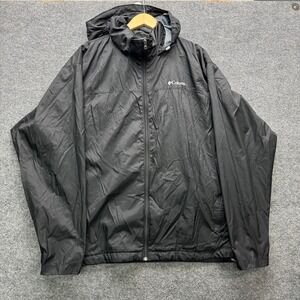 Columbia Sportswear Windbreaker Jacket Men's XL Black Hooded Lightweight Rain